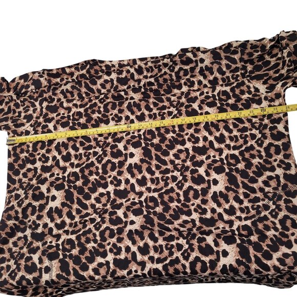 PLOKNRD Women's Plus Size Leopard Blouse Short Sleeve With Pockets Size 22W - Picture 8 of 9